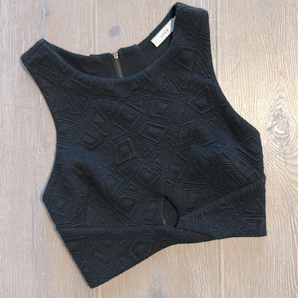 Black crop top with peek a boo hole eyelet